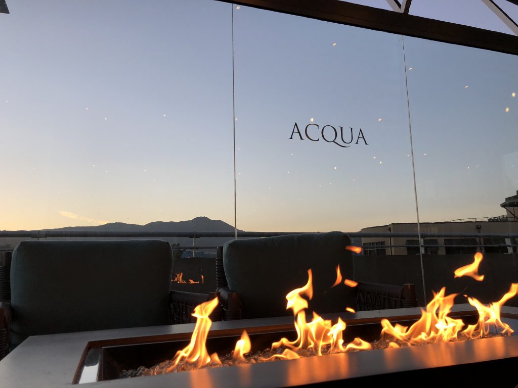 Aqua Hotel Mill Valley- View from enclosed space with firepits