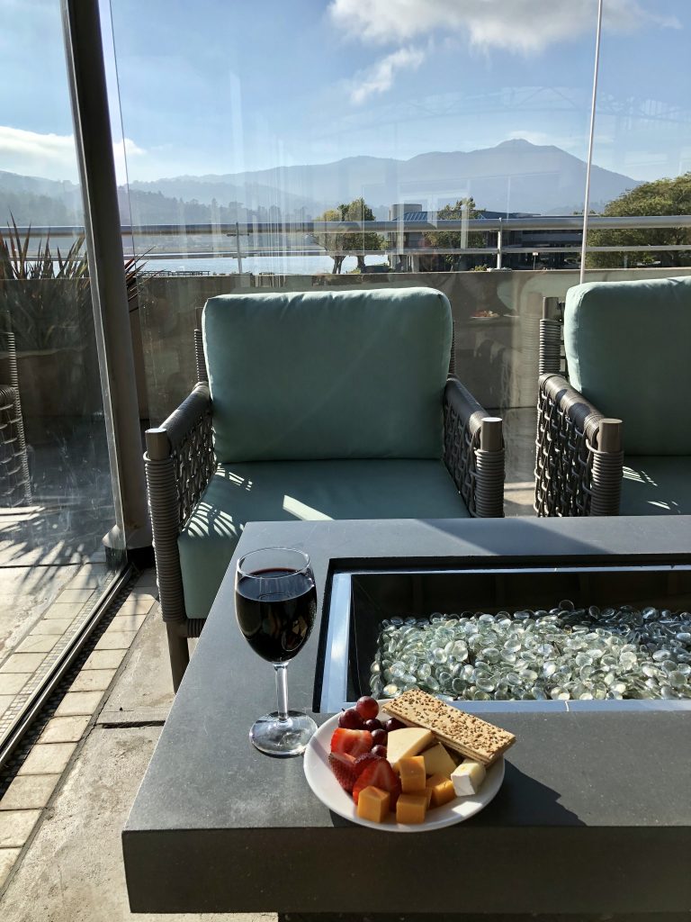 Aqua Hotel Mill Valley- Wine and cheese hour by the firepits