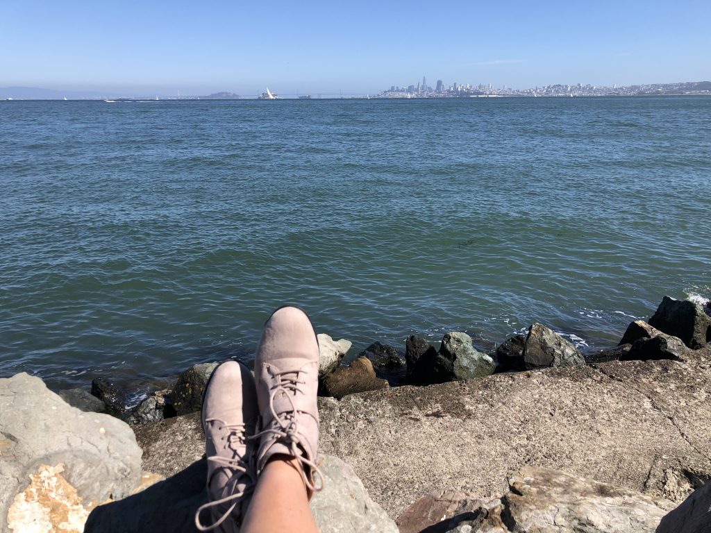 Relaxing on a bench in Sausalito