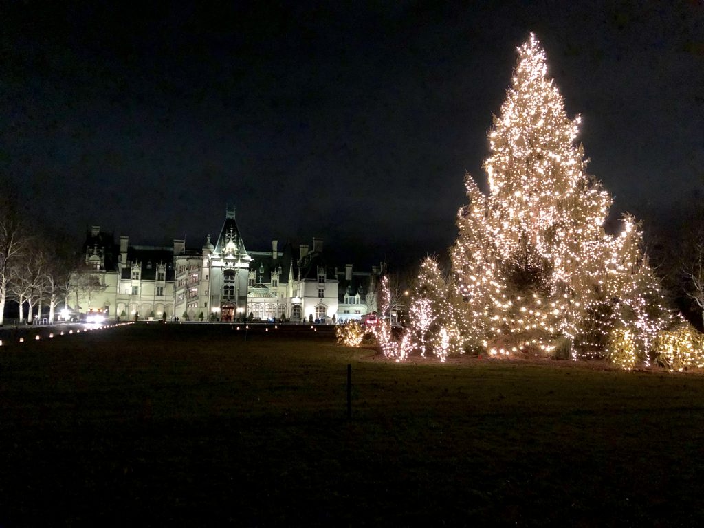 Christmas at the Biltmore- View of Biltmore House at night
